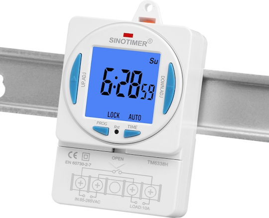 Digital Relay Timer Sinotimer 200-250vac 50/60hz 7 Days Lcd Display Tm6338h-30d