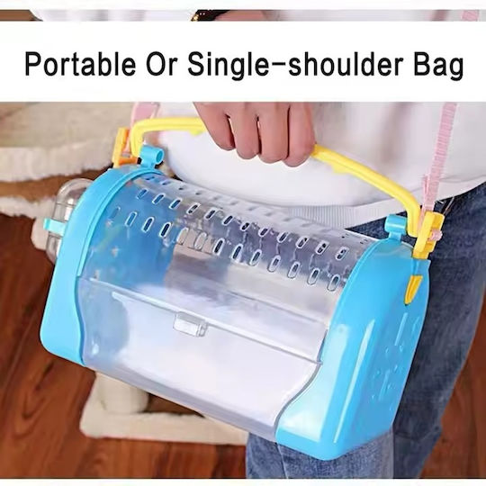 Plastic Carrier Cage for Small Animals with Water Bottle and Feeder M33xW23xH38cm Pink