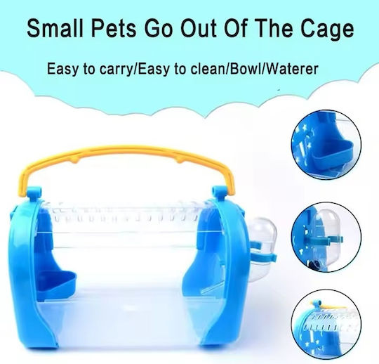 Plastic Carrier Cage for Small Animals with Water Bottle and Feeder M33xW23xH38cm Blue
