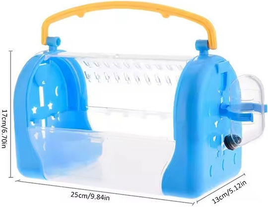 Plastic Carrier Cage for Small Animals with Water Bottle and Feeder M33xW23xH38cm Blue