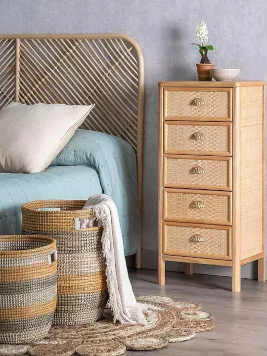 Ixia Regal Διακοσμητικό Καλάθι Ψάθινο Γκρι 38x38x50εκ.