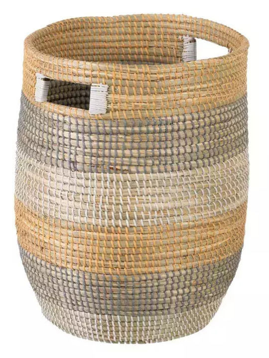 Ixia Regal Διακοσμητικό Καλάθι Ψάθινο Γκρι 38x38x50εκ.