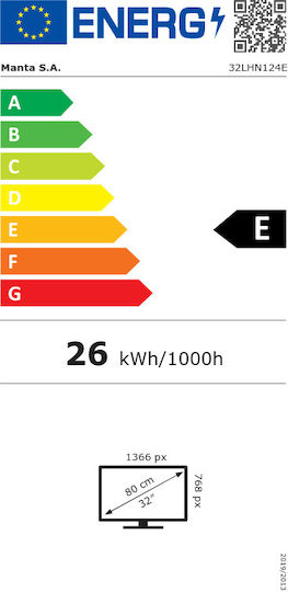 Manta Τηλεόραση 32" HD Ready LED 32LHN124E (2024)