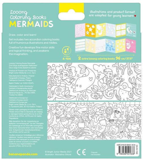 Banana Panda Looong Coloring Fun-filled Books Book Accordion Panoramic Coloring Pictures 2 Pieces Mermaids