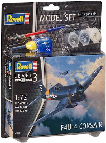 Revell F4U-4 Corsair Φιγούρα Μοντελισμού Αεροπλάνο Μπλε 65 Κομματιών σε Κλίμακα 1:72 με Κόλλα και Χρώματα 14.8x17.3εκ.