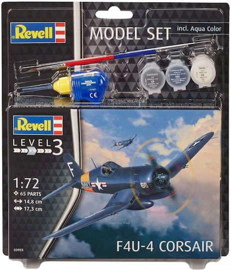 Revell F4U-4 Corsair Φιγούρα Μοντελισμού Αεροπλάνο Μπλε 65 Κομματιών σε Κλίμακα 1:72 με Κόλλα και Χρώματα 14.8x17.3εκ.