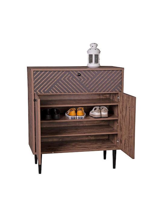 2228 Wooden Shoe Organizer with 4 Shelves Oak - Black 78x37x89cm