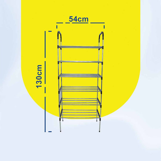 Metal Shoe Organizer Shelf Uncle George 6 Shelves Silver Dimensions 54x27x130cm Vertical Space Organization