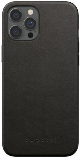 Bugatti Umschlag Rückseite Leder Schwarz (iPhone 12 Pro Max)
