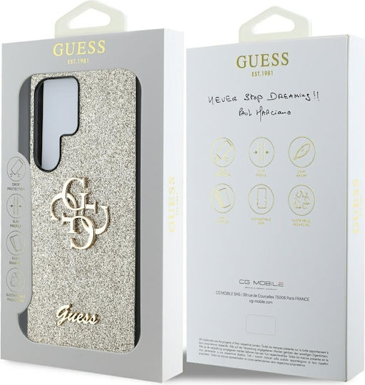 Guess Fixed Glitter Umschlag Rückseite Metallisch Gold (Galaxy S25 Ultra,Samsung S25 Ultra)