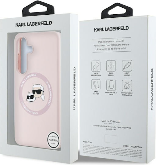 Karl Lagerfeld Heads Umschlag Rückseite Silikon 0.3mm Rosa (Galaxy S25+)