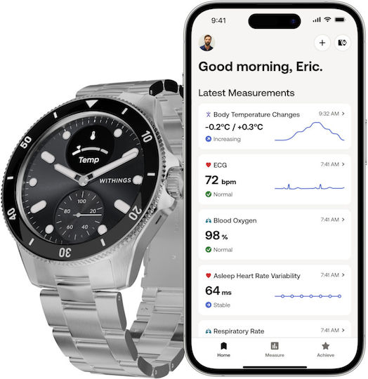 Withings Scanwatch Nova Stainless Steel 42mm Waterproof with Heart Rate Monitor (Black)