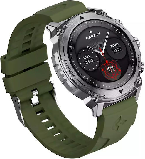 Garett Atom Ceas Inteligent Din Oțel Inoxidabil 47mm Cu Monitorizare Ritm Cardiac Argintiu M/L (Pentru Încheietura Mâinii 145-220mm)