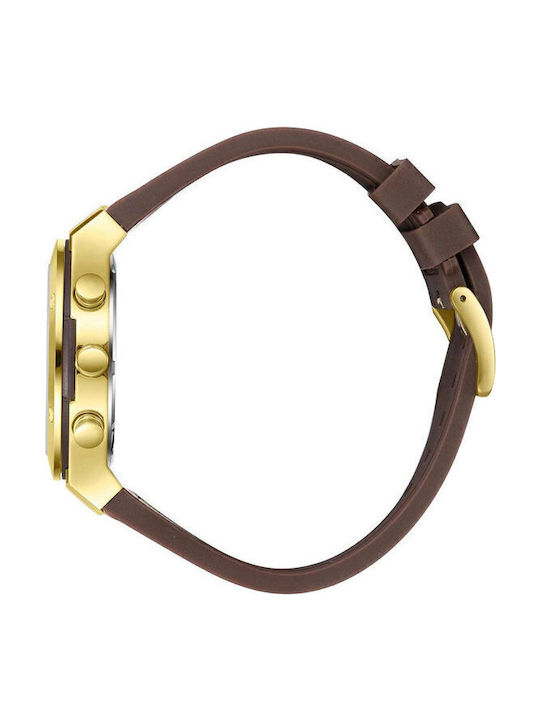 Beverly Hills Polo Club Men's Watch Battery with Brown Rubber Strap