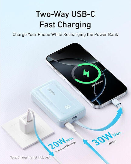 Anker Zolo Power Bank 10000mAh 30W με Θύρα USB-C Λευκό