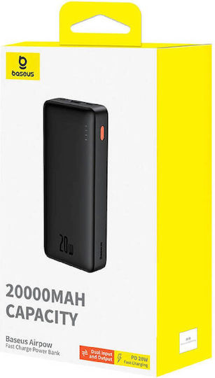Baseus Airpow Power Bank 20000mAh 20W с USB-A порт и USB-C порт Черен