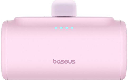 Baseus Compact Series Built-in Type-C Power Bank 5000mAh 20W με Θύρα USB-C Power Delivery / Quick Charge 3.0 Ροζ