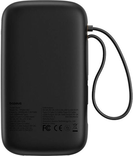 Baseus QPow 2 Power Bank 20000mAh 30W с USB-A порт и 2 USB-C порта Черен