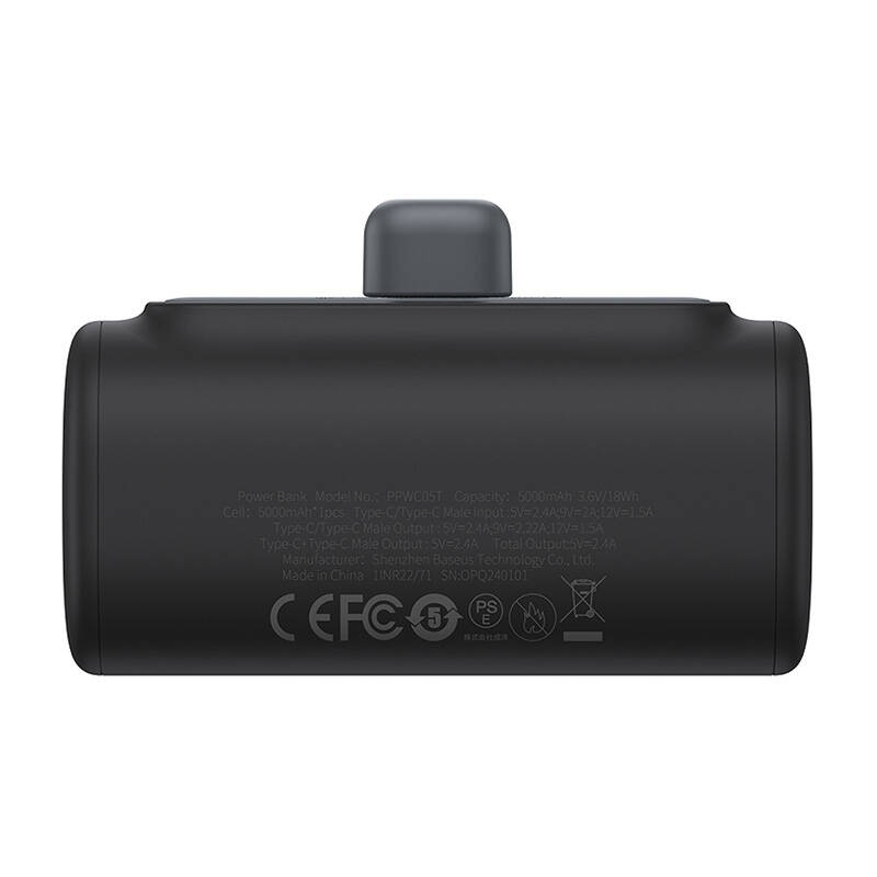 Baseus Compact Type-C Edition Power Bank 5000mAh 20W με Θύρα USB-C Μαύρο