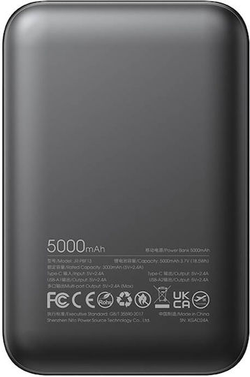 Joyroom JR-PBF13 Power Bank 5000mAh με 2 Θύρες USB-A και Θύρα USB-C Μαύρο