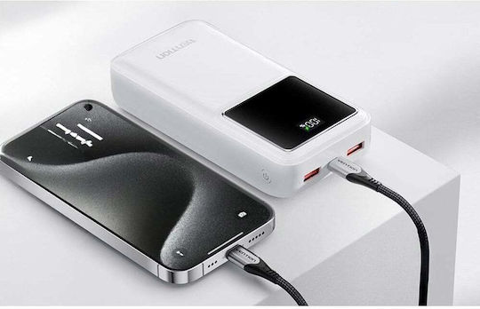 Vention FHMW0 Power Bank 30000mAh 22.5W με 2 Θύρες USB-A και Θύρα USB-C Λευκό