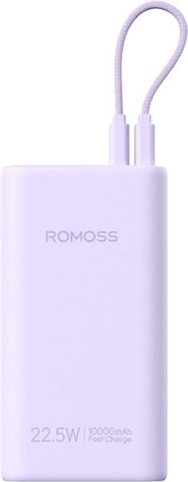 Romoss PHA10 Power Bank 10000mAh 22.5W με 2 Θύρες USB-C Μωβ