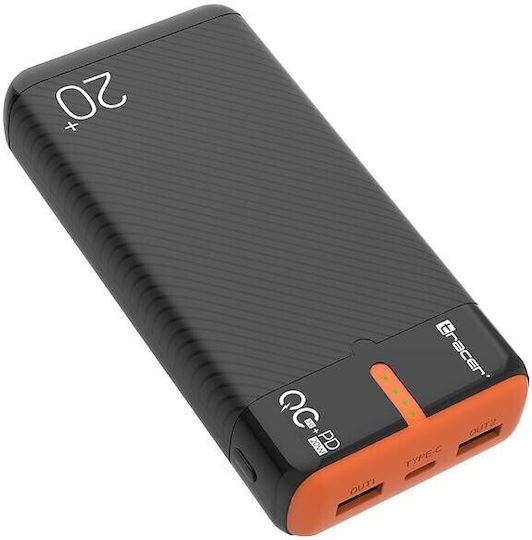 Tracer EnerGen Power Bank 20000mAh 22.5W με 2 Θύρες USB-A και Θύρα USB-C Power Delivery / Quick Charge 3.0 Black Orange