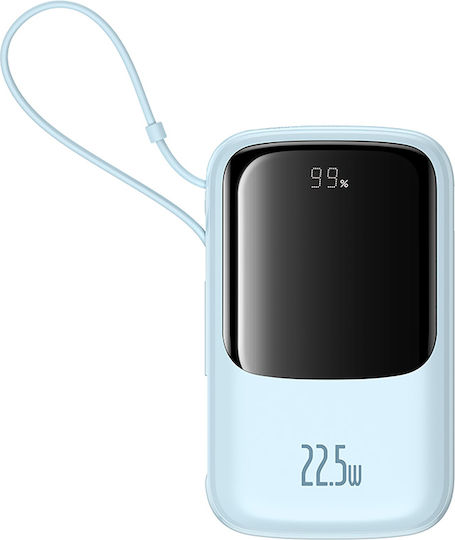 Baseus Qpow Pro+ Baterie Externă 10000mAh 22.5W cu Port USB-A și Port USB-C Albastru Deschis