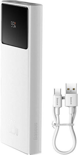 Baseus Star-Lord Външна Батерия 10000mAh 22.5W с 2 USB-A Изходни Порта и USB-C Изходен Порт Power Delivery Бяла