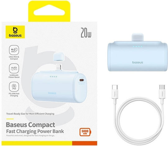 Baseus Compact Lightning Edition Power Bank 5000mAh 20W με Θύρα USB-C Μπλε