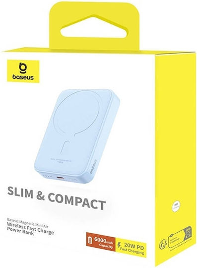 Baseus Magnetic Mini Power Bank 6000mAh 20W με Θύρα USB-C Μπλε