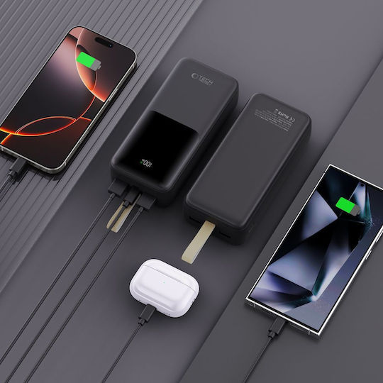 Tech-Protect PB03 Power Bank 30000mAh 22.5W με 2 Θύρες USB-A και Θύρα USB-C Μαύρο