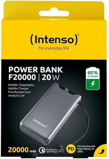 Intenso F20000 Power Bank 20000mAh με Θύρα USB-A και Θύρα USB-C Power Delivery / Quick Charge Γκρι