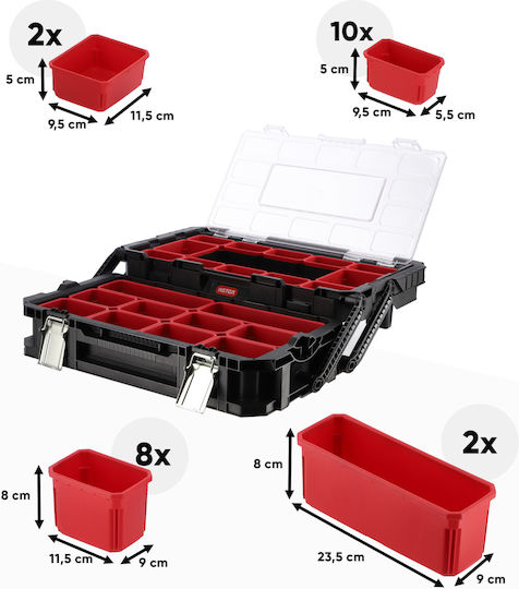 Keter Connect Cantilever Hand Tool Case Plastic 2 Levels with Tobacco Case Dimensions: W56.5xD31.7xH25cm