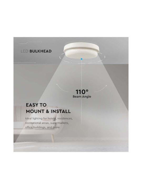 V-TAC Deckenleuchte für den Außenbereich mit integriertem LED in Weiß Farbe 10196