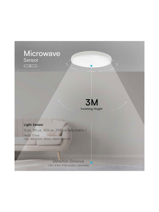 V-TAC Outdoor Ceiling Flush Mount with Integrated LED in White Color 76661