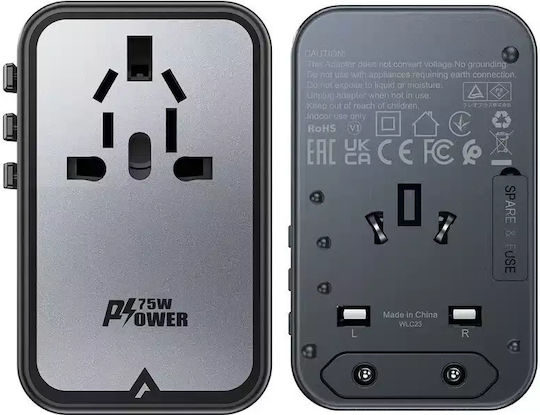 Acefast Multifunctional Travel Z1 Αντάπτορας Πρίζας από Universal σε Universal