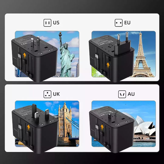 Choetech Αντάπτορας Πρίζας από Universal σε Universal με 3 Θύρες USB