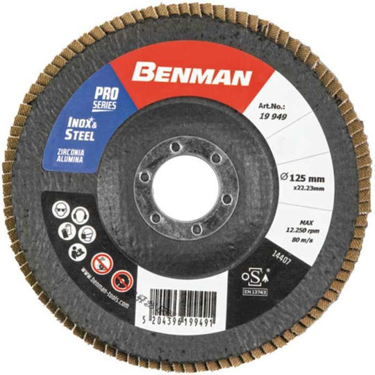 Benman Δίσκος Λείανσης Inox / Μετάλλου Φτερωτός P120 125mm