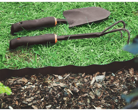 Bradas Separator Bordură de Grădină din Plastic în Culoarea Maro 20cm x 9.0m