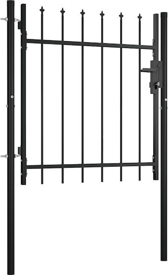 vidaXL Metal Fence Gate with Spears in Black Color 75cm x 1.0m