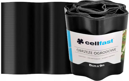 Cellfast Пластмасова Бордюра за Градина в Черен Цвят 15см x 9.0m