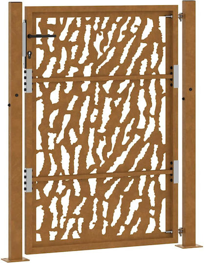 Vidaxl Πύλη Κήπου 105x130 Cm Διαβρωμένο Χάλυβα Σχεδιασμό Ίχνους Καφέ
