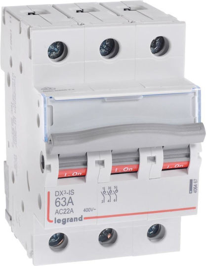 Legrand DX3 Τριπολικός Διακόπτης Ράγας 400V 63A