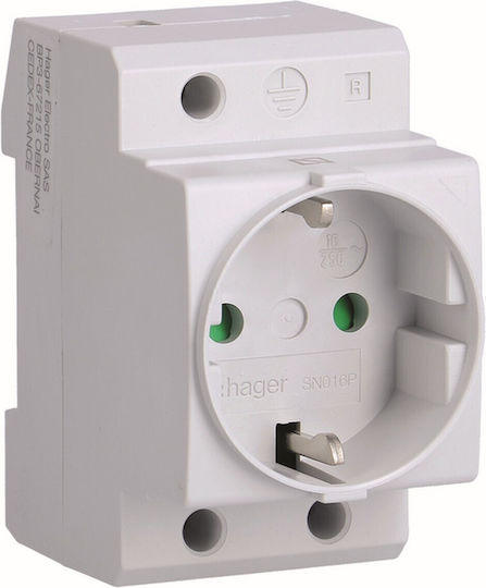 Hager Socket Panel Push Button Socket Switch 250V 16A