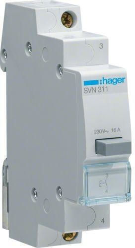 Hager 1-Pole Button Panel Push Button Switch 230V 16A Single Pressure 1NO+1NC