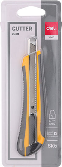 Deli Folding Knife with Blade Width 9mm Yellow