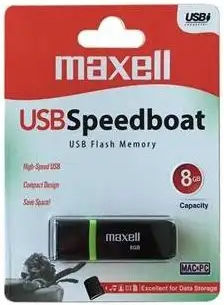Maxell Speedboat 8GB USB 2.0 Стик Черен