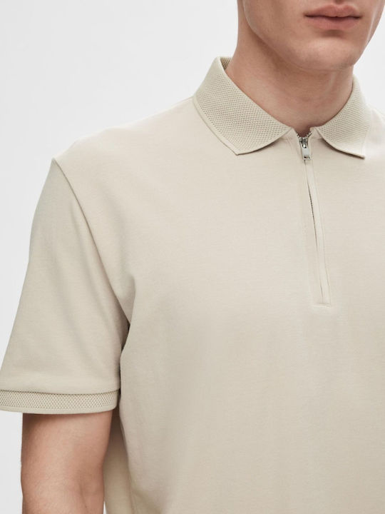 Herrenbluse Kurzarm Oatmeal Beige