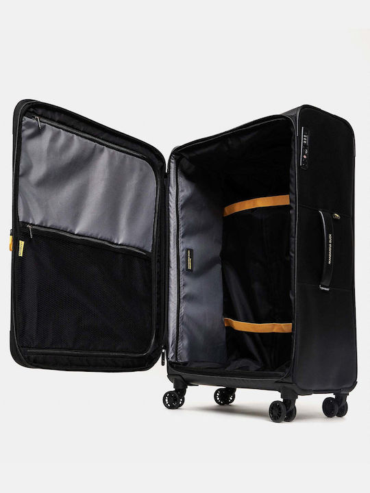 Mandarina Duck Eco Coated Large Fabric Suitcase Black with 4 Wheels Height 78cm